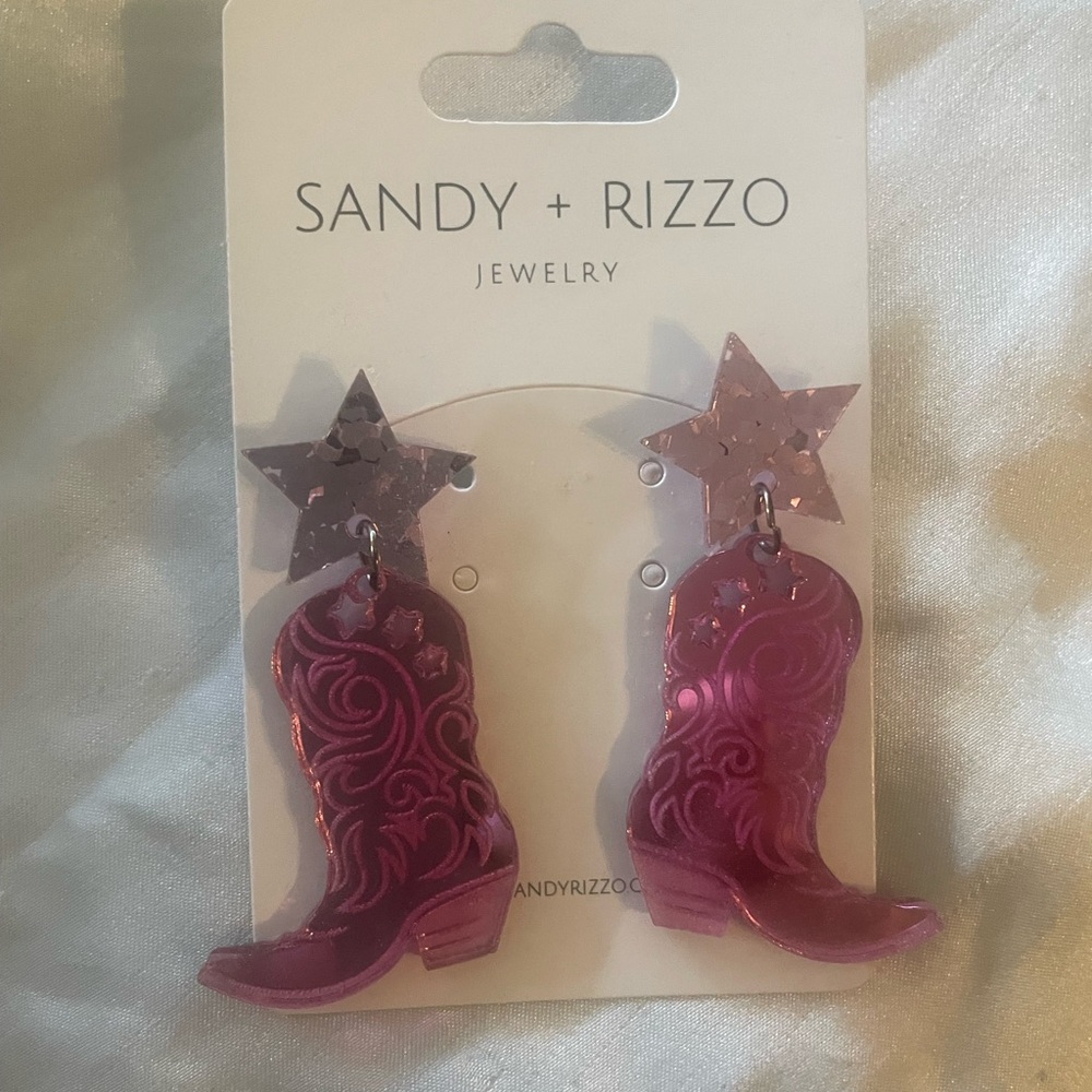 Pink  Acrylic Star Boot Earrings